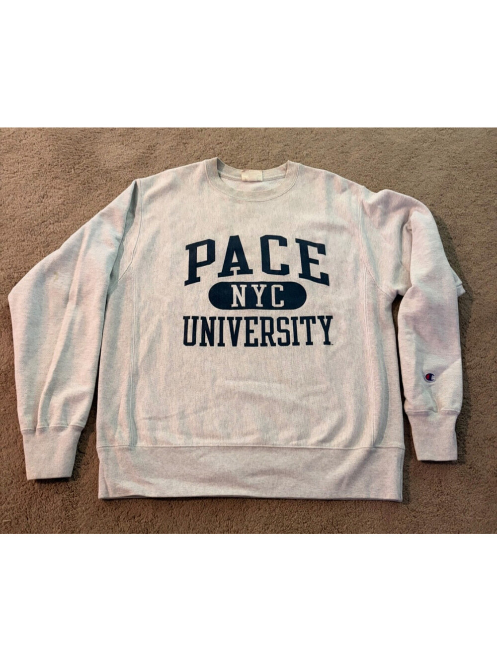 Vintage Pace University Grey Champion Reverse Weave Sweatshirt 90s Medium